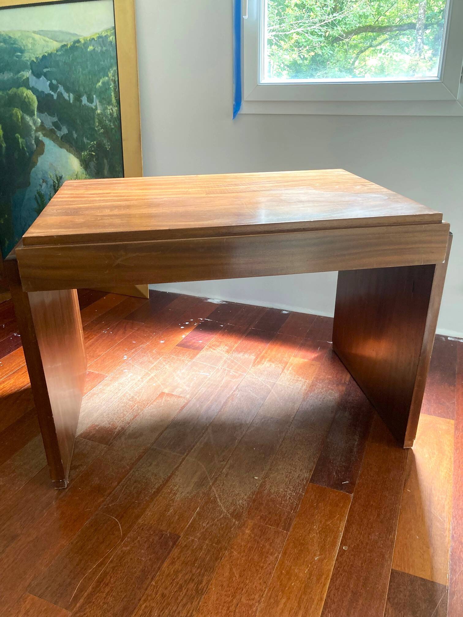 Walnut and mahogany desk, 1930s-1940s.