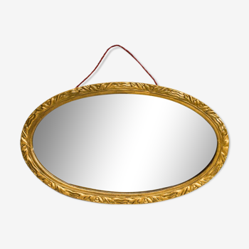 Miroir cadre ovale doré vintage ancien 60 x 36 cm