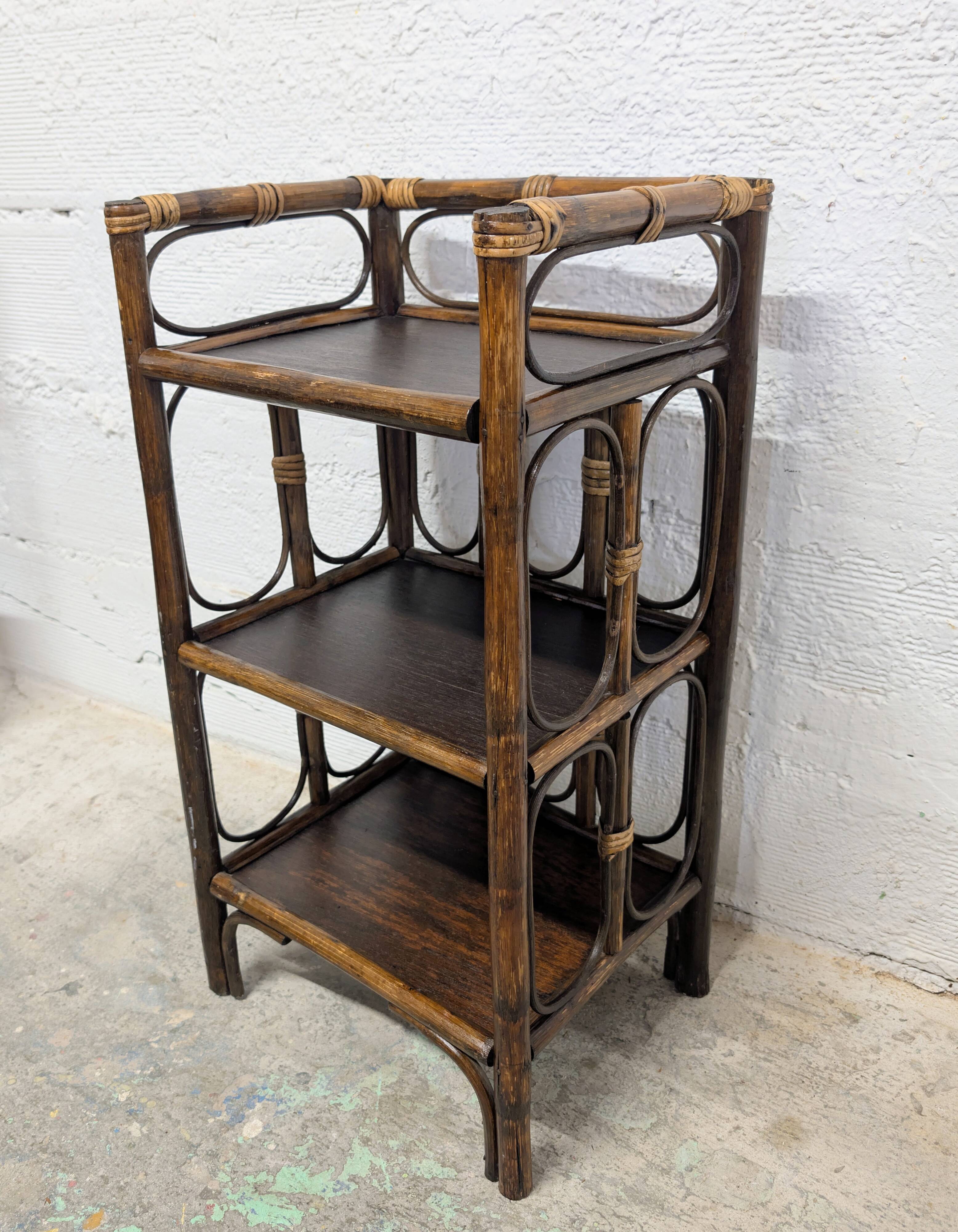 Small rattan and wood shelf