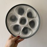 Set of 6 vintage grey oyster plates from Moulin des Loups