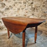 Vintage walnut folding table – France, 1930s, on casters