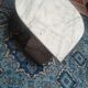 Coffee table in white Carrara marble with grey veins in the shape of an eye, circa 1970