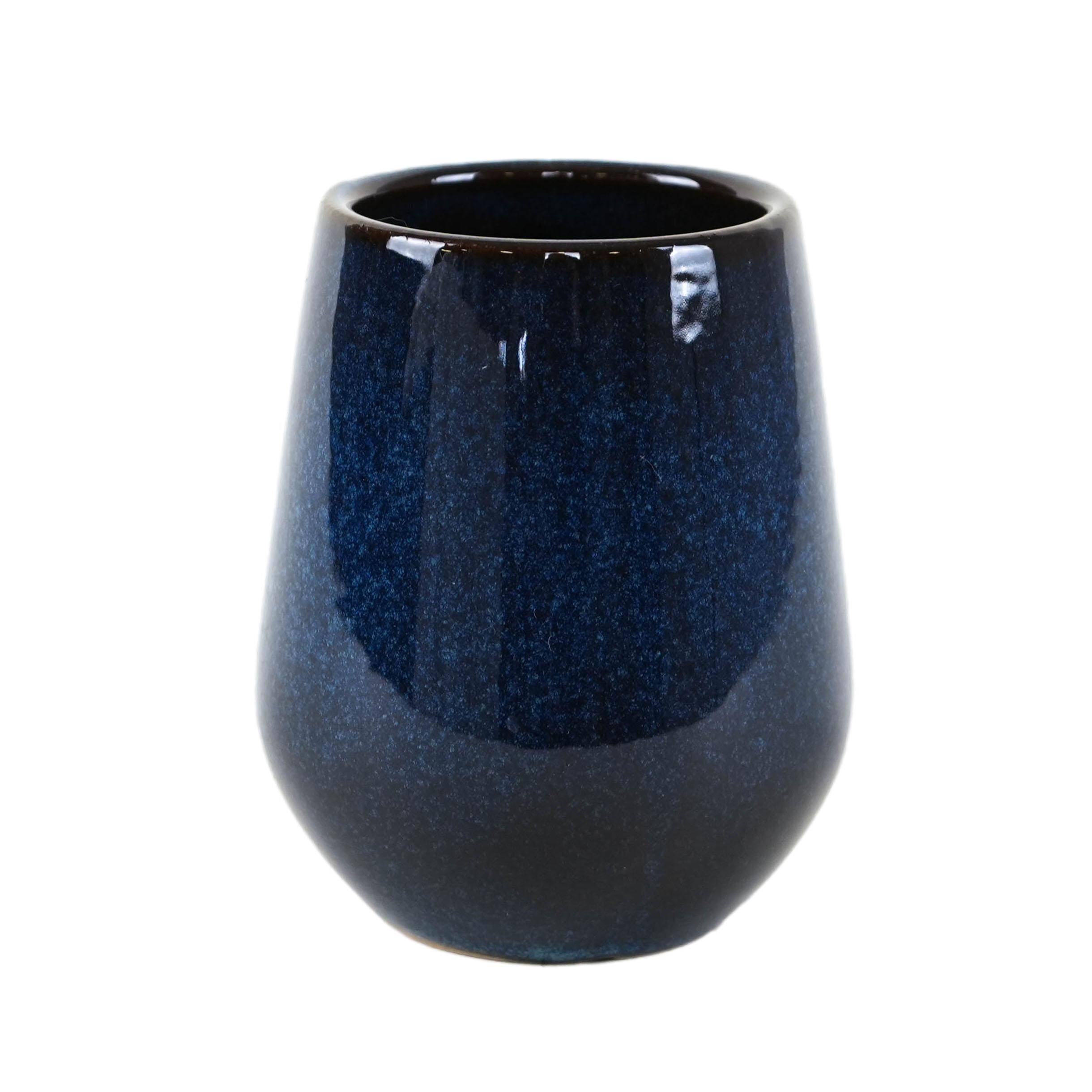 Vase en céramique bleu marine, design danois, années 1970, fabriqué au Danemark