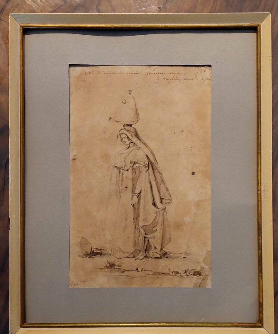 Giuseppe Angelelli 1803-1844. ink drawing on paper, study of women in Egypt