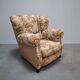 1930s Art Deco Czech Floral Upholstered Wingback Armchair