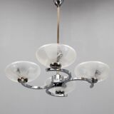1950s Chrome and Glass Chandelier by Napako, Czechoslovakia
