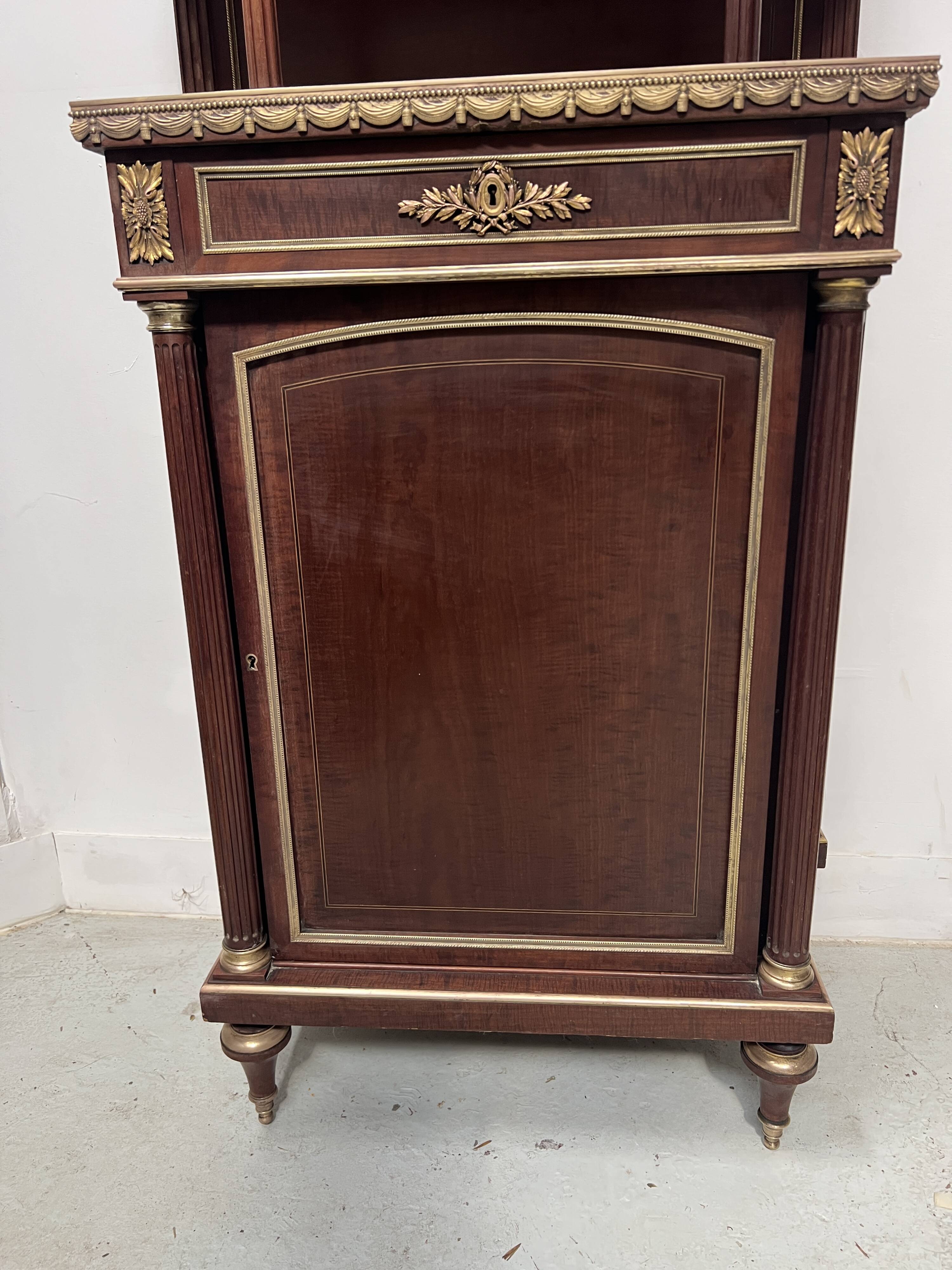 Napoleon III Mahogany and Chiseled Bronze Display Cabinet, 19th Century