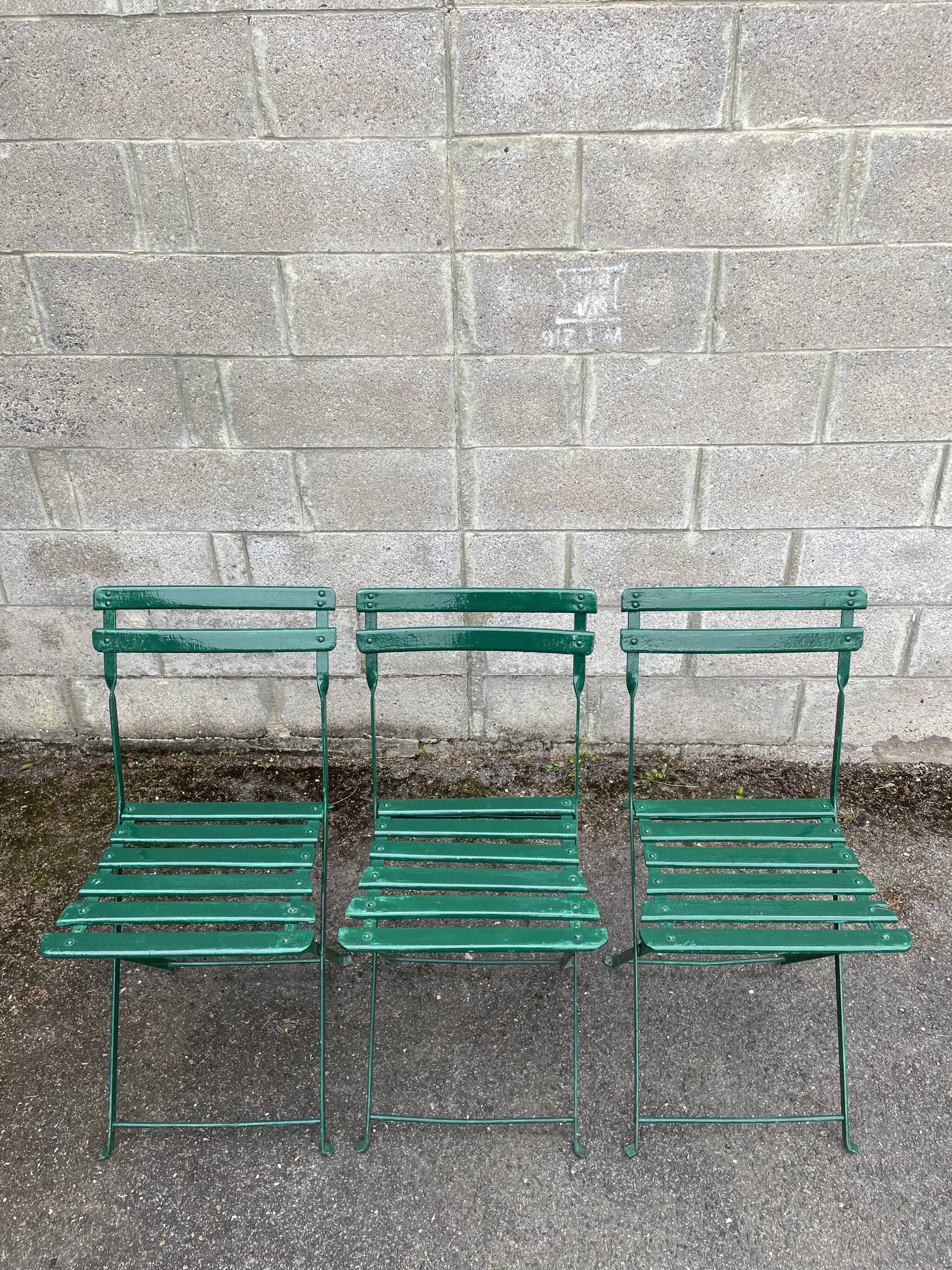 Set of 3 old folding garden chairs