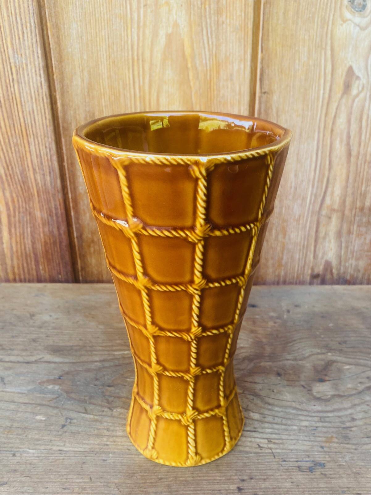 Enamelled barbotine vase St Clement