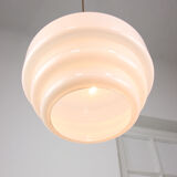 Mid-century Cascade Brass and Opaline Pendant Lamp