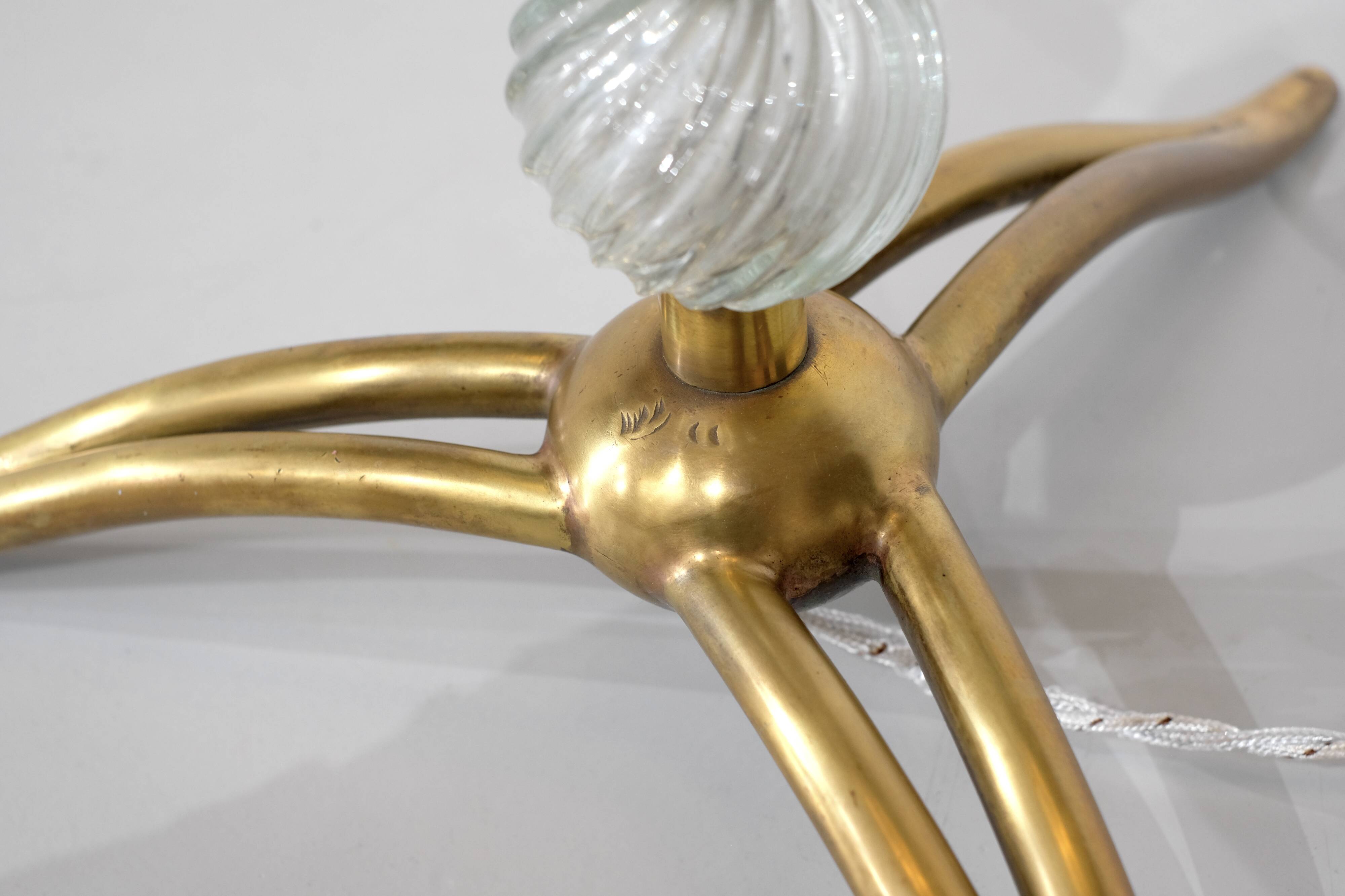 Murano glass and bronze floor lamp attributed to Seguso Vetri, Italy.