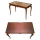 Table d'écriture vintage en bois dur avec dessus en verre brodé de soie