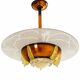 Art Deco pendant light in amber glass and etched glass – Ø 55 cm
