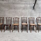 Set of 6 caned bistro chairs