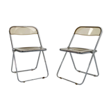 Set of 2 Plia chairs smoked by Giancarlo Piretti for Castelli, 1960