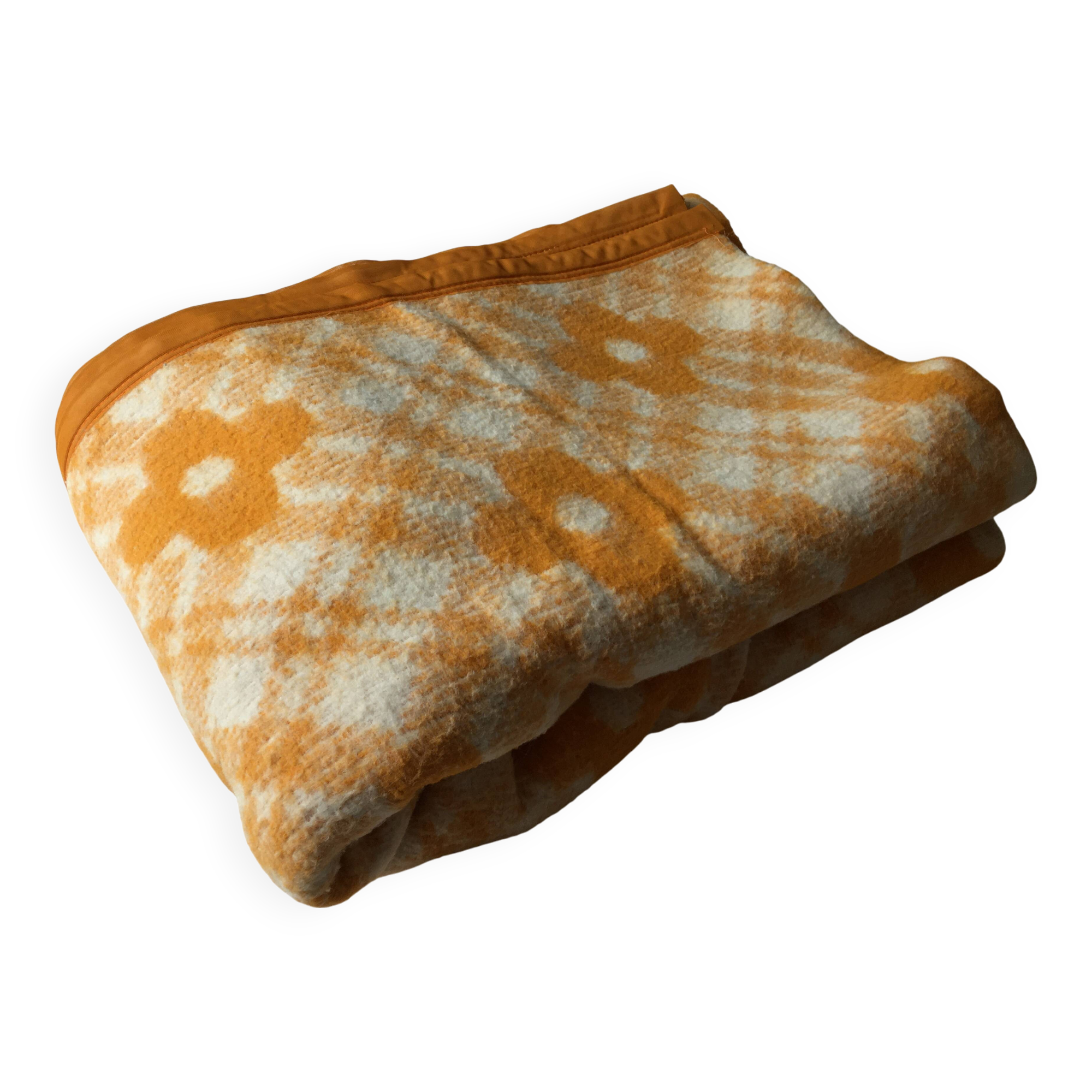 Couverture 220 X 240 motifs écossais et fleurs 70's