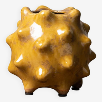 Mustard glazed ceramic vase