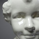 Very rare large faience bust from Sarreguemines, antique Art Deco.