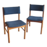 Chaises de style scandinave en bois et tissus - années 60/70