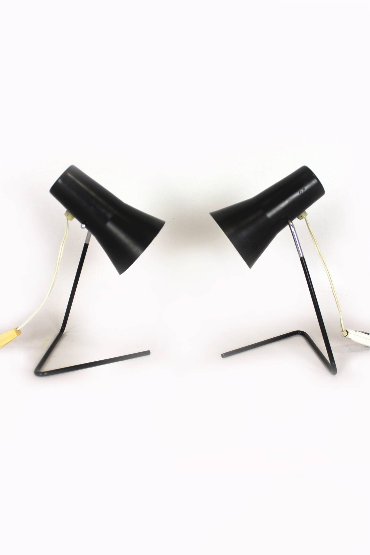 Lampes de table noires par Josef Hurka pour Drupol, années 1960, lot de 2