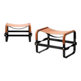 Paire de repose-pieds Wanderlust, couleur tabac avec acier noir