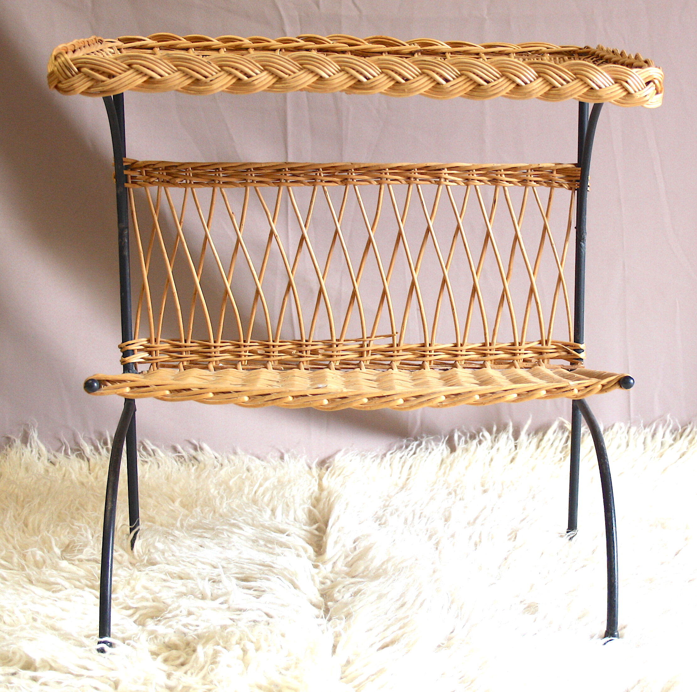 Rattan side table