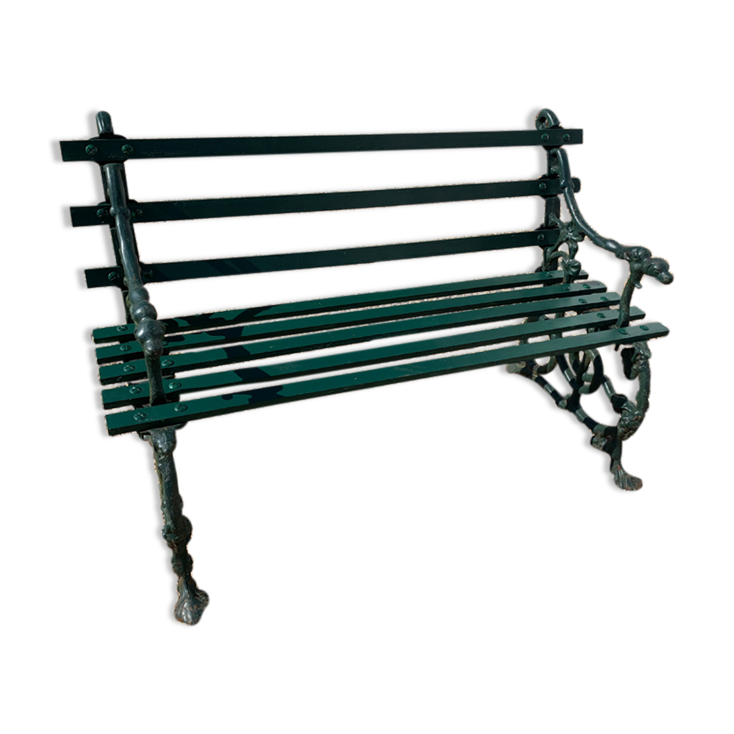2-seat bench in wrought iron and wood