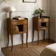 Pair of Louis XV bedside tables with a concave front – 5 drawers, end table.