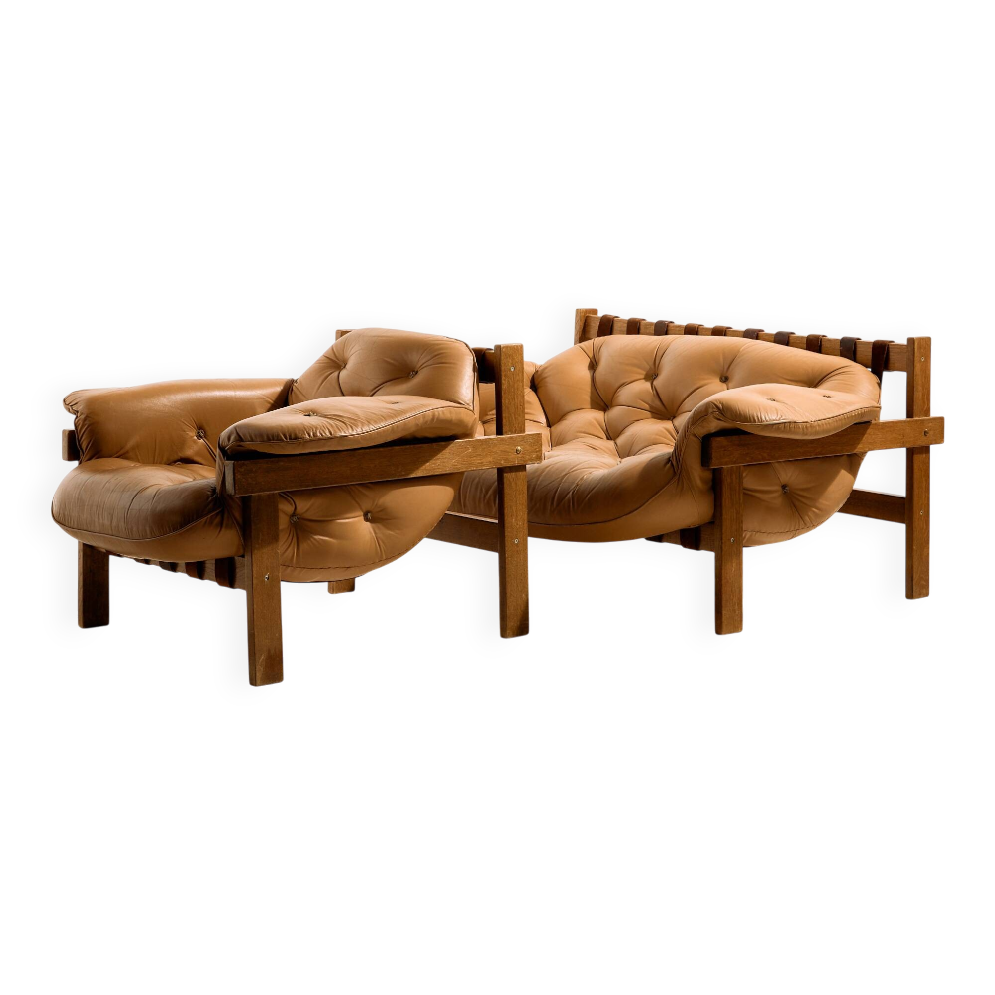 Hungarian leather sofa set by Ipoly Furniture Factory, set of 2.