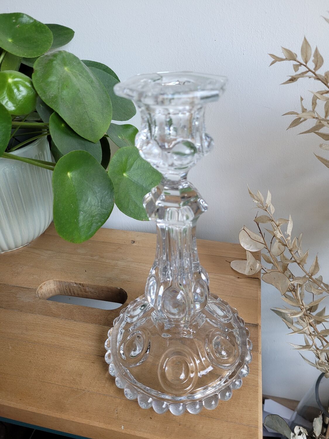 Molded glass candle holder