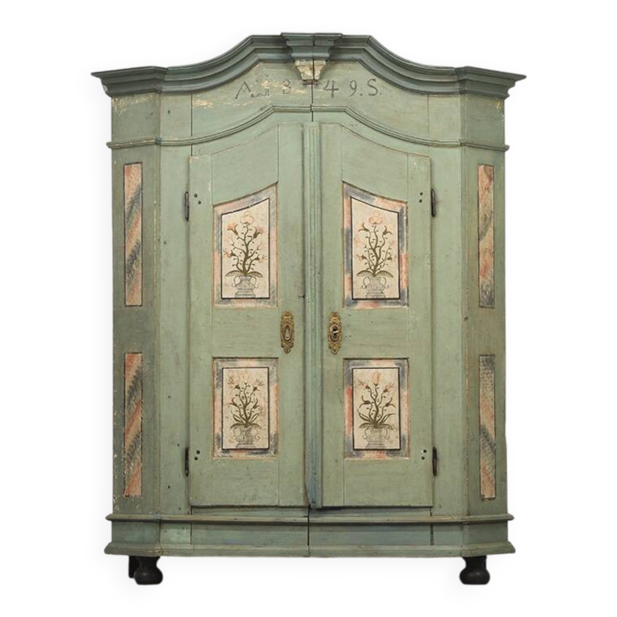 Cabinet de mariage peint d'art populaire 1849