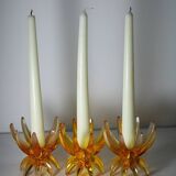 Friedel Lotus Lucite candle holders Germany 1960 x3