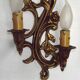 Pair Vintage French Bronze Double Wall Lights Acanthus Leaf & Flower Detail