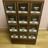 Seed cabinet on wheels, 12 compartmentalised drawers