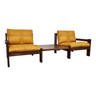Mid century Lounge Chairs & Table by Carl Straub, Germany, 1970s, Set of 3