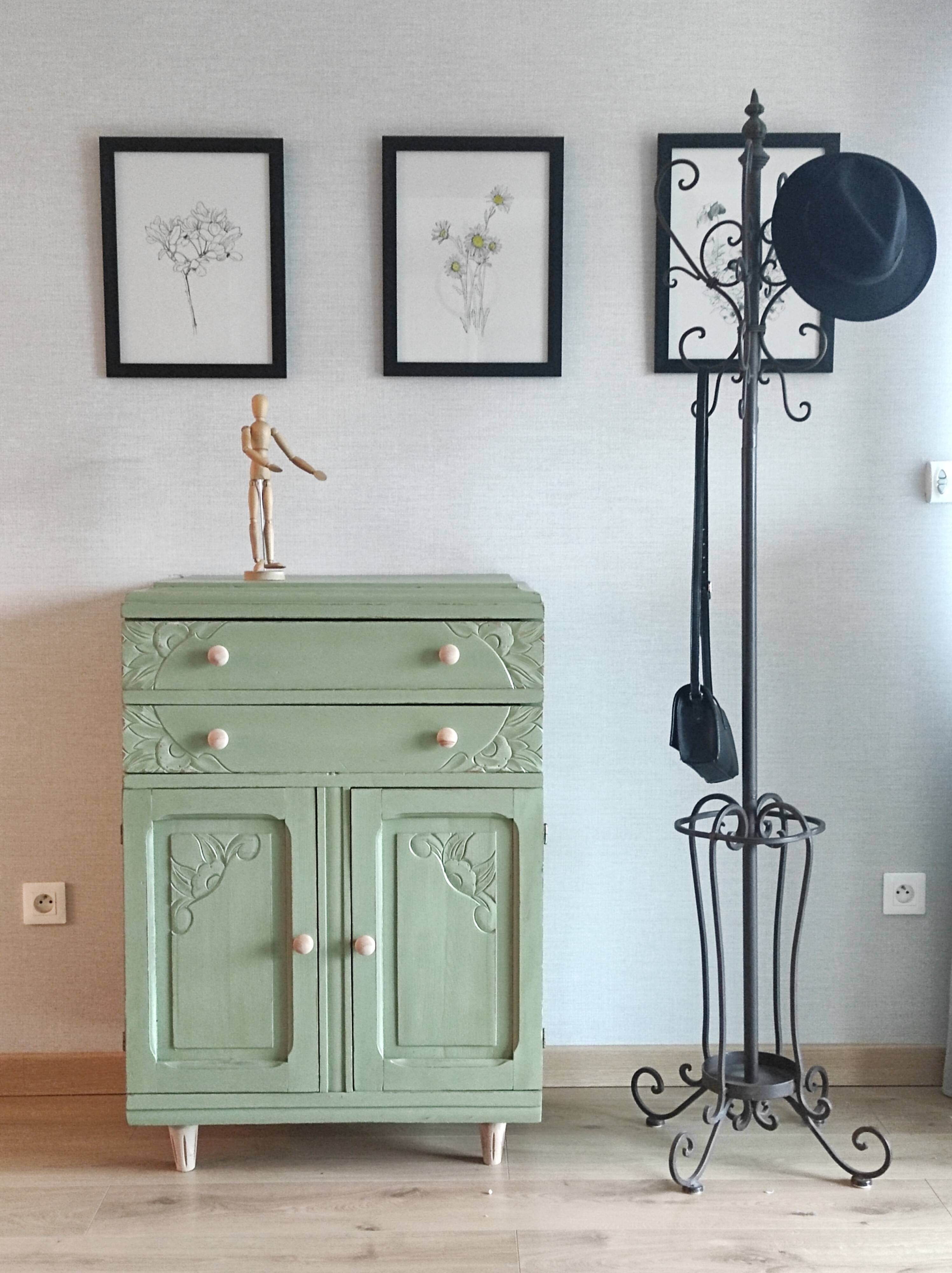 Khaki green Art Deco dresser