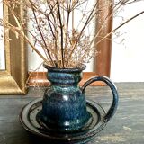 Enameled stoneware candle holder