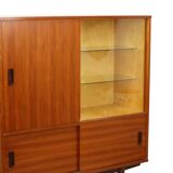 Large Wooden Display Cabinet Teak Veneer Sixties Design 110cm