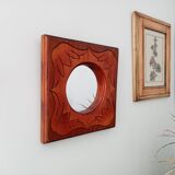 Vintage mirror in carved solid wood, 35 cm