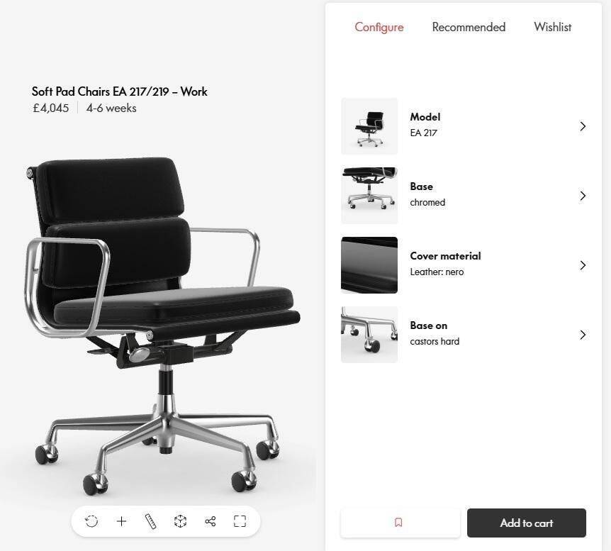 VITRA EAMES EA 217 / 219 swivel office chair leather