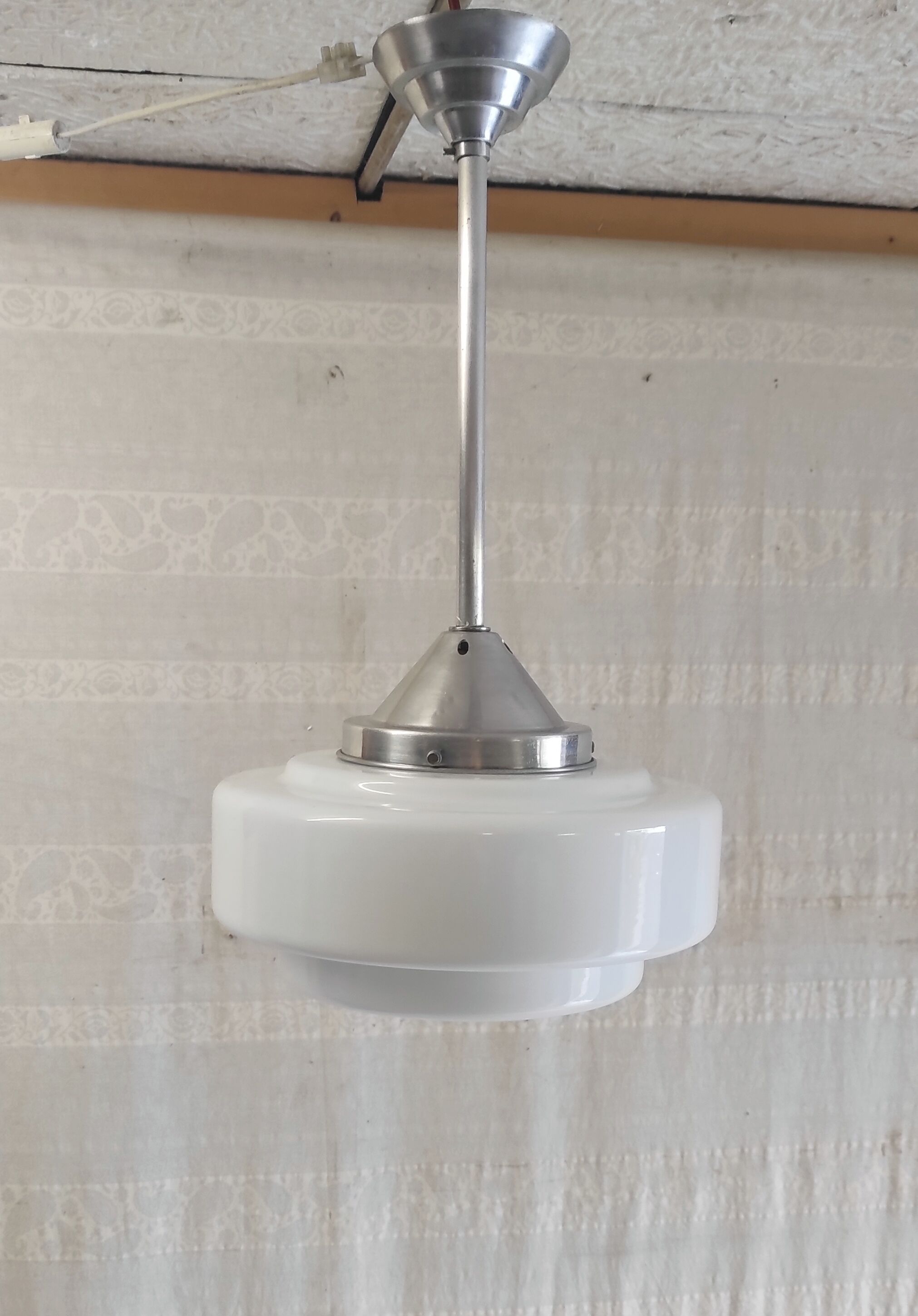 Art Deco opaline globe suspension XL - mid 20th century