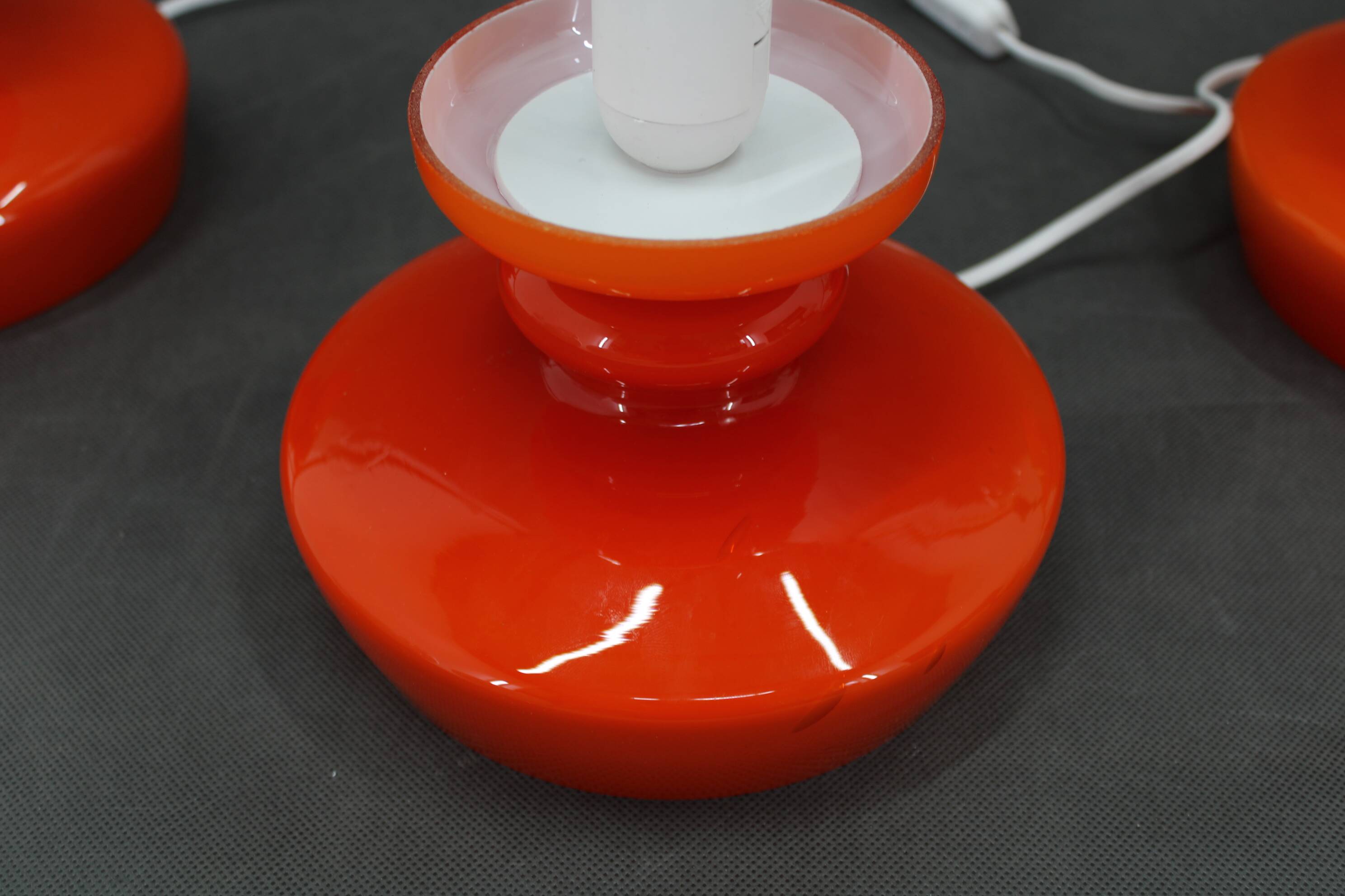 1970s Set of Three Stepan Tabery Opaline Glass Table Lamps, Czechoslovakia