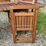 Table + 4 solid teak chairs