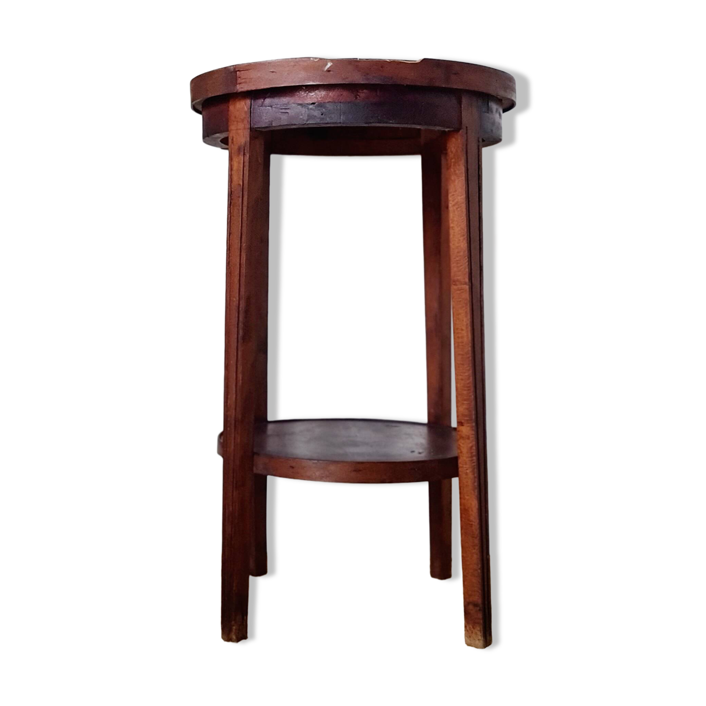 Table ancienne double plateaux ronds, sellette ou porte-plantes