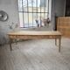 Pine and oak farmhouse table with multiple drawers, communal type, 240cm.