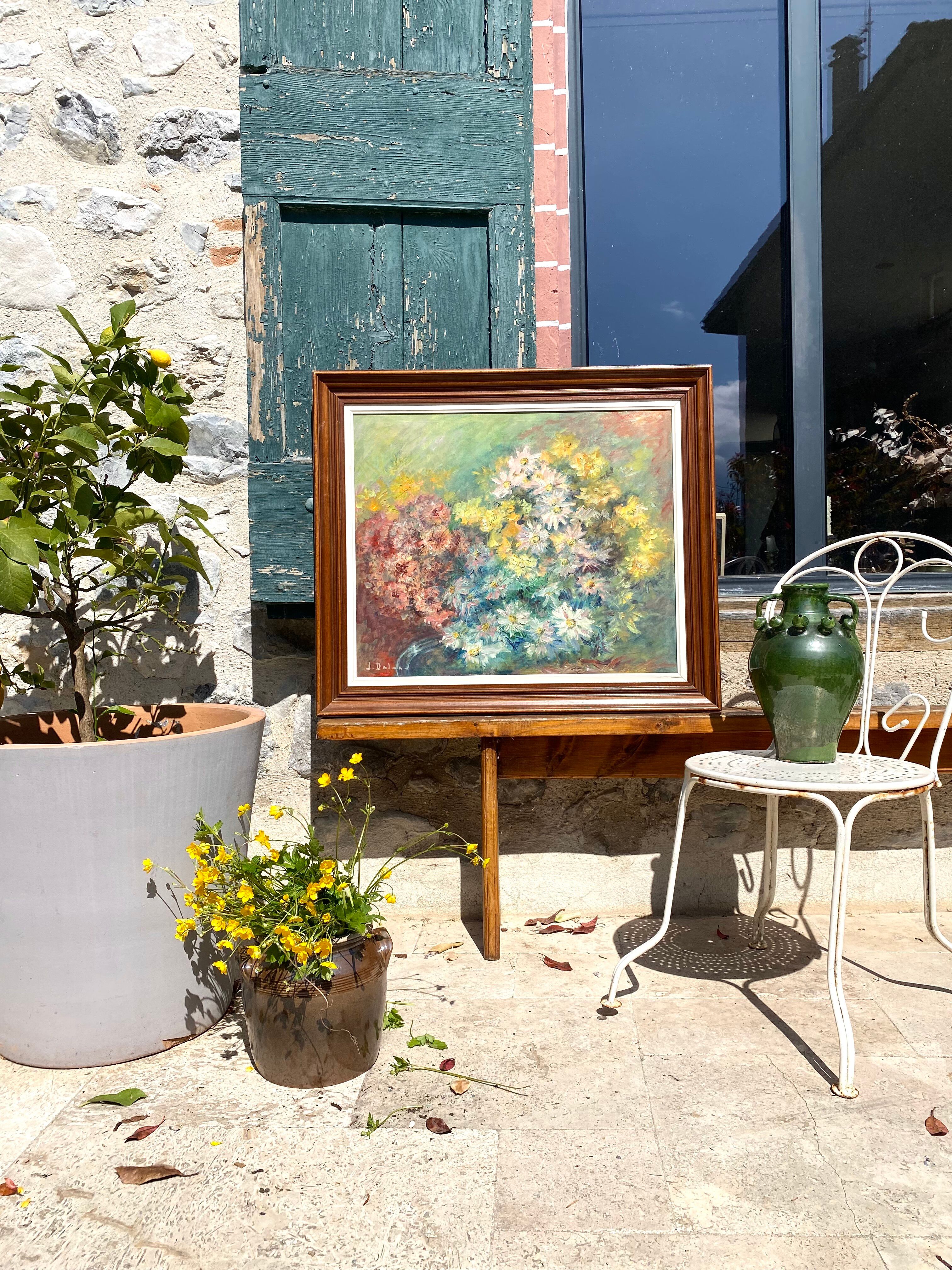 Huile sur toile - Bouquet impressionniste - 1950 il