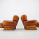 1970s design italian armchairs in wood and cognac leather