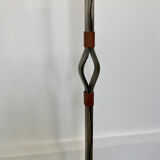 Hammered wrought iron and leather floor lamp by Jean Pierre Rickaert, 1950s