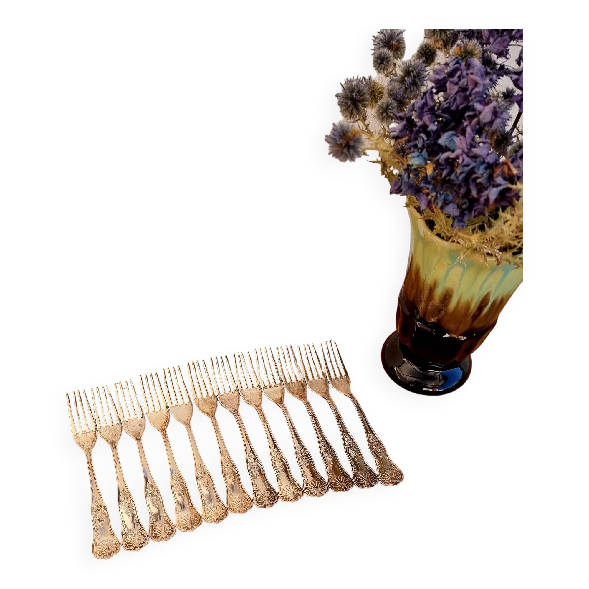 Set of 12 vintage rockery style forks
