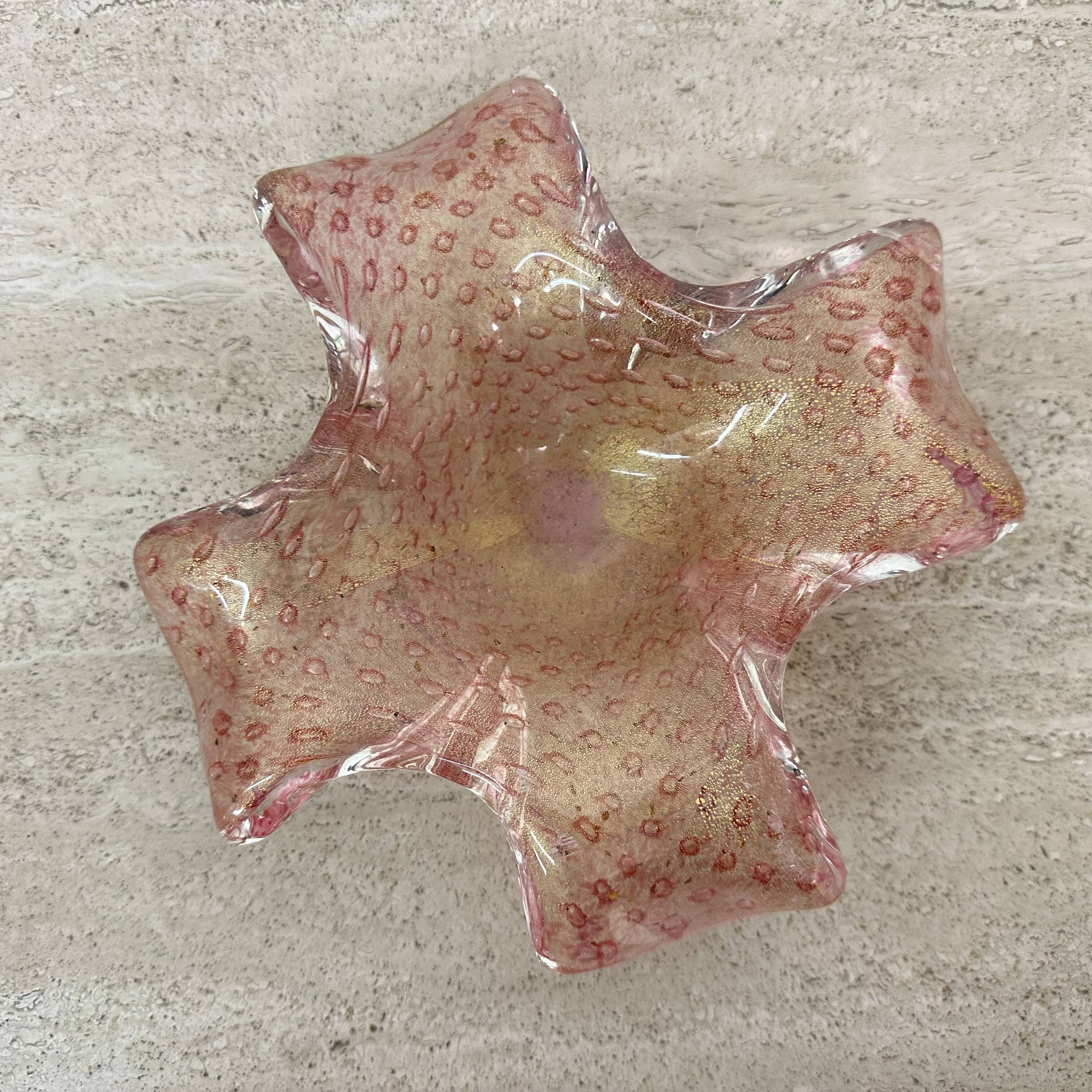 Mid century Murano glass pink bowl , 1970s